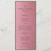 Traumrosa Glitzer Hochzeitsmenü & Programm (Rückseite)