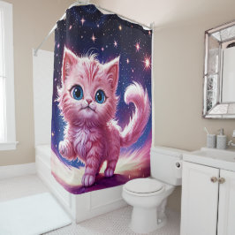 Traumrosa Kätzchen Kinderzimmer einzigartiges Desi Duschvorhang