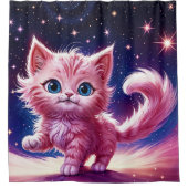 Traumrosa Kätzchen Kinderzimmer einzigartiges Desi Duschvorhang (Vorderseite)