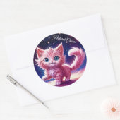 Traumrosa Kätzchen Kinderzimmer einzigartiges Desi Runder Aufkleber (Umschlag)