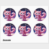 Traumrosa Kätzchen Kinderzimmer einzigartiges Desi Runder Aufkleber (Blatt)