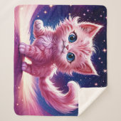 Traumrosa Kätzchen Kinderzimmer einzigartiges Desi Sherpadecke (Vorderseite)