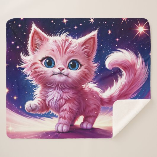 Traumrosa Kätzchen Kinderzimmer einzigartiges Desi Sherpadecke (Vorderseite (Horizontal))