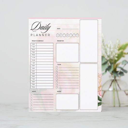 Traumrosa Rosa-Tagesplaner (Stehend Vorderseite)