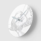 Traumskizze einer Frau Runde Wanduhr (Winkel)