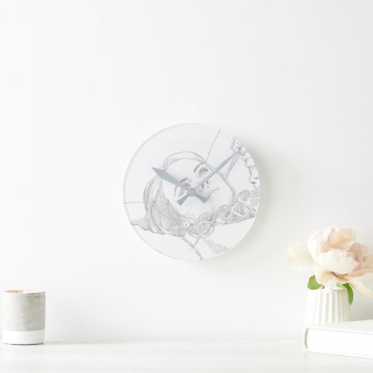 Traumskizze einer Frau Runde Wanduhr (Zuhause)