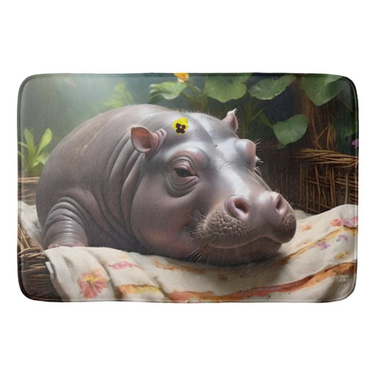 **"Träumskorb: Ein Baby Hippo's Cosy Nickerchen"** Badematte (Vorderseite)
