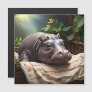 **"Träumskorb: Ein Baby Hippo's Cosy Nickerchen"** Magnetkarte