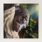 **"Träumskorb: Ein Baby Hippo's Cosy Nickerchen"** Puzzle (Horizontal)