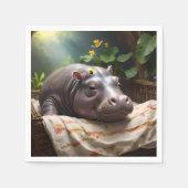**"Träumskorb: Ein Baby Hippo's Cosy Nickerchen"** Serviette (Vorderseite)
