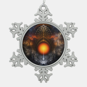 Traumstrecke Airolo - Gletsch Fraktal Schneeflocken Zinn-Ornament