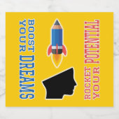 Traumverstärker und potenzielle Rakete Schaumweinetikett (Einzelnes Label)