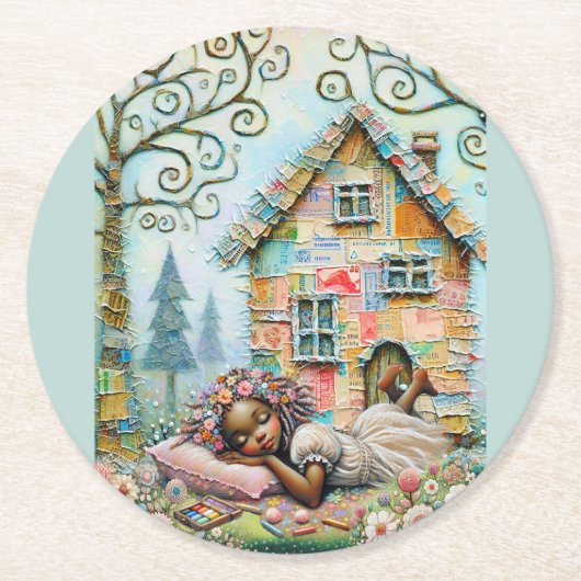 Träumzeit Runder Pappuntersetzer (Vorderseite)