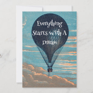 Traumzitat Vintage-Heißluftballon Einladung