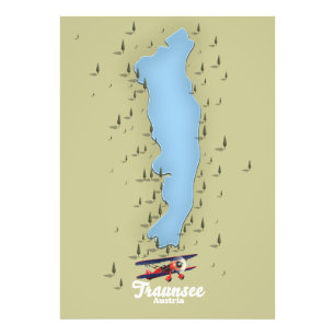 Traunsee Österreichische Seekarte Poster