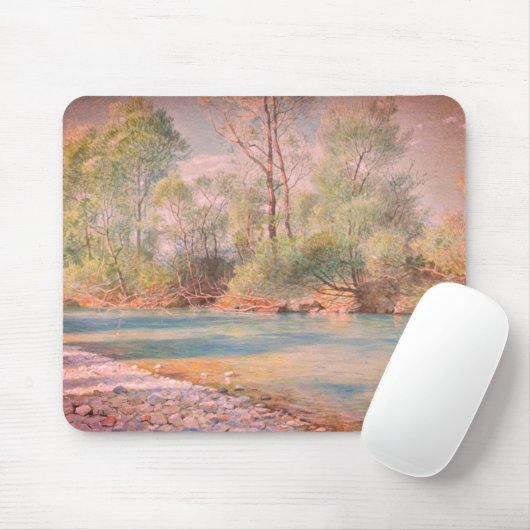 Traunstein River on Road to Empfig, Bayern: Mousepad (Mit Mouse)