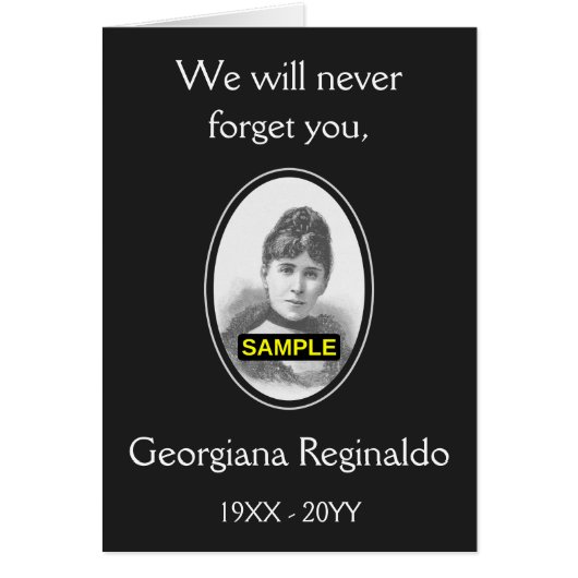 Traurig, konservative Erinnerungen Card, w/Foto (Vorne)