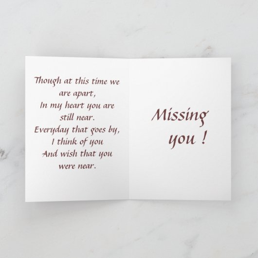 Traurig ohne dich karte (Innenseite)