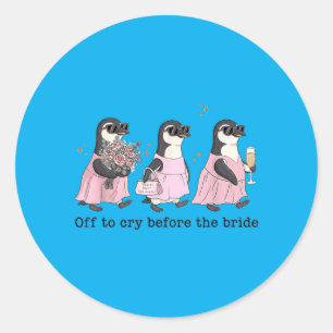 Traurig sein vor der Braut Lustige Hochzeit Pingui Runder Aufkleber