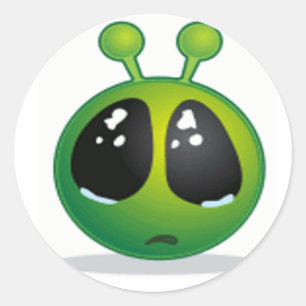 Traurige Alien Runder Aufkleber