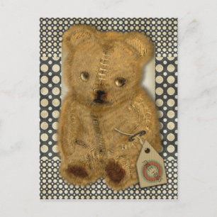 Traurige alte Vintage-Teddybär-Postkarte Postkarte