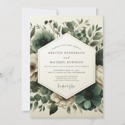 Traurige Anemone Hochzeit Einladung (Vorderseite)