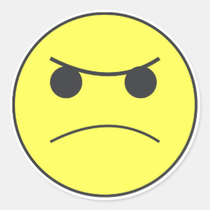 Traurige Angry-Gesicht Emoticon-Stimmung Runder Aufkleber