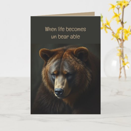 Traurige Bärentiere werden gut oder gehen, schwier Karte (Gelbe Blume)