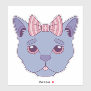 Traurige blaue Katze Aufkleber
