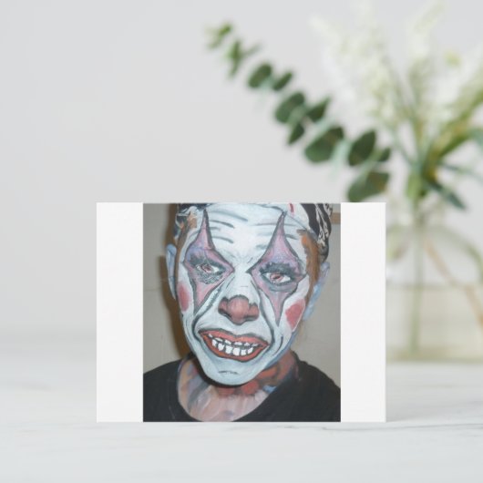 Traurige Clowns Beängstigend Clownfacegemälde Postkarte (Stehend Vorderseite)