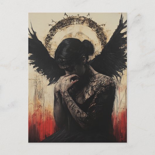 Traurige Dark Angel Fantasy Postkarte (Vorderseite)