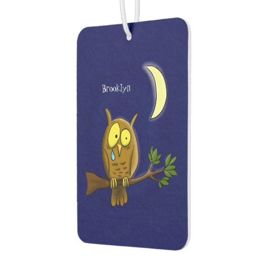 Traurige Eule mit Tränen und Mond vermisst, Sie Ca Autolufterfrischer (Links)