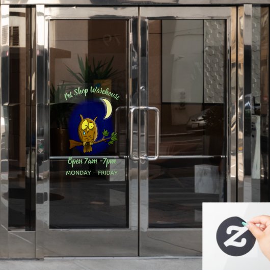Traurige Eule mit Tränen und Mond vermisst, Sie Ca Fensteraufkleber (Büro Tür)
