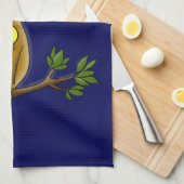 Traurige Eule mit Tränen und Mond vermisst, Sie Ca Geschirrtuch (Viertel Falte)