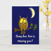 Traurige Eule mit Tränen und Mond vermisst, Sie Ca Karte (Gelbe Blume)