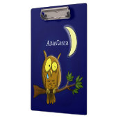 Traurige Eule mit Tränen und Mond vermisst, Sie Ca Klemmbrett (Links)