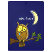 Traurige Eule mit Tränen und Mond vermisst, Sie Ca Klemmbrett (Rückseite)