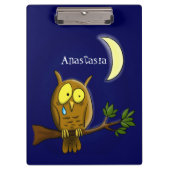 Traurige Eule mit Tränen und Mond vermisst, Sie Ca Klemmbrett (Vorderseite)