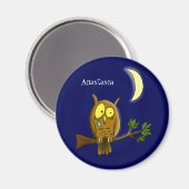 Traurige Eule mit Tränen und Mond vermisst, Sie Ca Magnet (Vorderseite/Rückseite)
