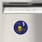 Traurige Eule mit Tränen und Mond vermisst, Sie Ca Magnet (In Situ (Geschirrspüler))