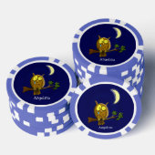 Traurige Eule mit Tränen und Mond vermisst, Sie Ca Pokerchips (Stapel)