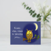 Traurige Eule mit Tränen und Mond vermisst, Sie Ca Postkarte (Stehend Vorderseite)