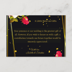Traurige Florale Schwarz & Gold Hochzeitsdetails K Begleitkarte