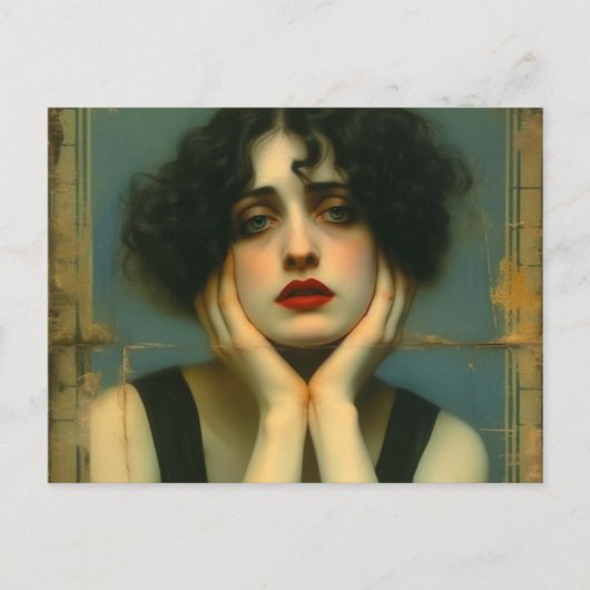 Traurige Frau mit den Händen auf dem Gesicht Postkarte (Vorderseite)