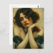 Traurige Frau mit den Händen auf ihrem Gesicht Mix Postkarte (Vorne/Hinten)