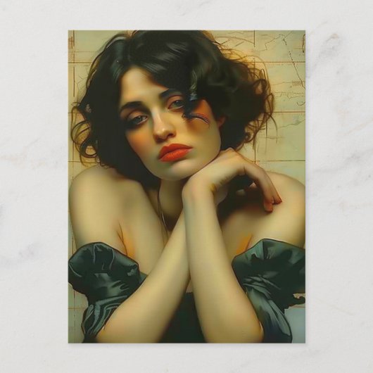 Traurige Frau mit den Händen auf ihrem Gesicht Mix Postkarte (Vorderseite)