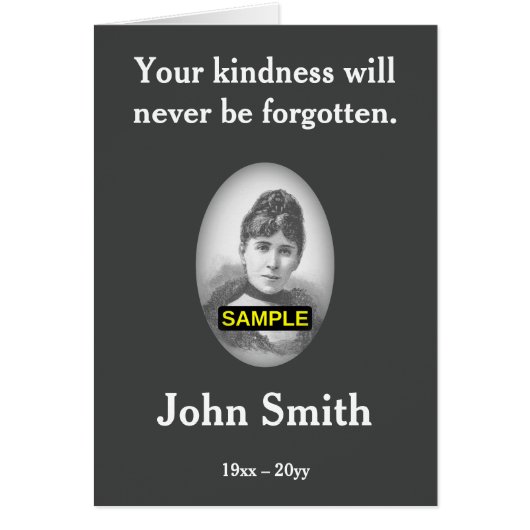 Traurige, gedämpfte Erinnerungskarte mit Foto (Vorne)