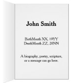 Traurige, gedämpfte Erinnerungskarte mit Foto (Innen (Rechts))