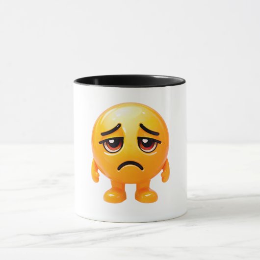 Traurige gelbe Smiley-Illustration Tasse (Zentrum)