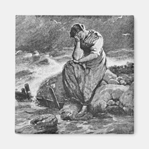 Traurige Gotische Frau Vintages Beileid Kunstmaler Magnet